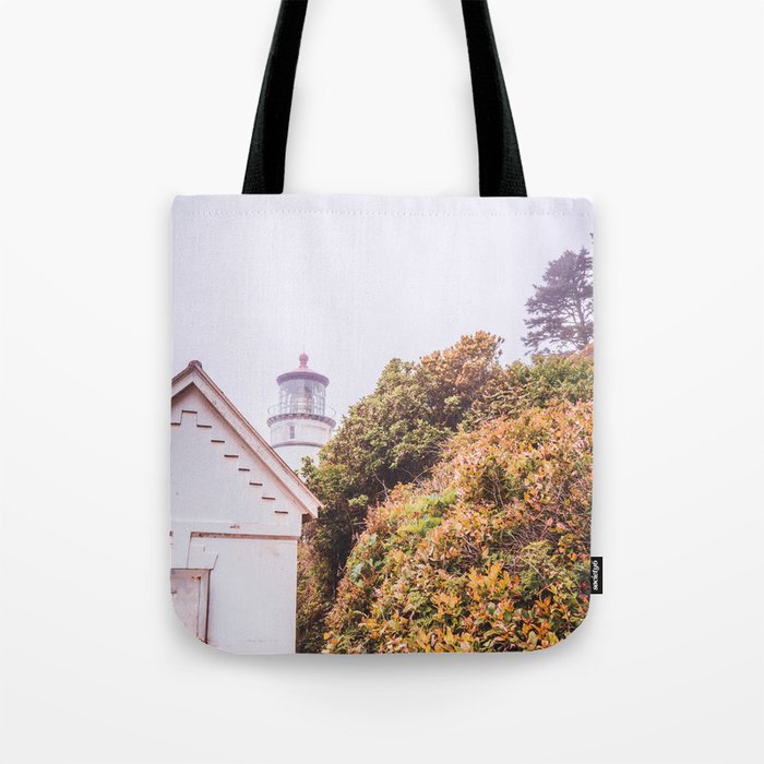 Lighthouse in the Fog | Heceta Head Oregon | Travel Photography in the PNW Tote Bag