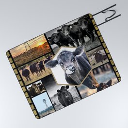 Cow - black angus cattles Picnic Blanket