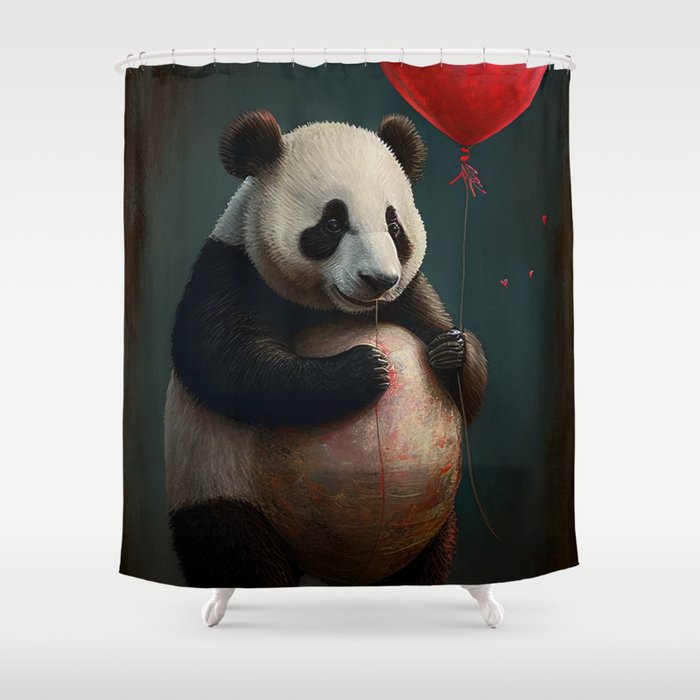 Panda - Be My Valentine - Animals In Love Artwork Shower Curtain