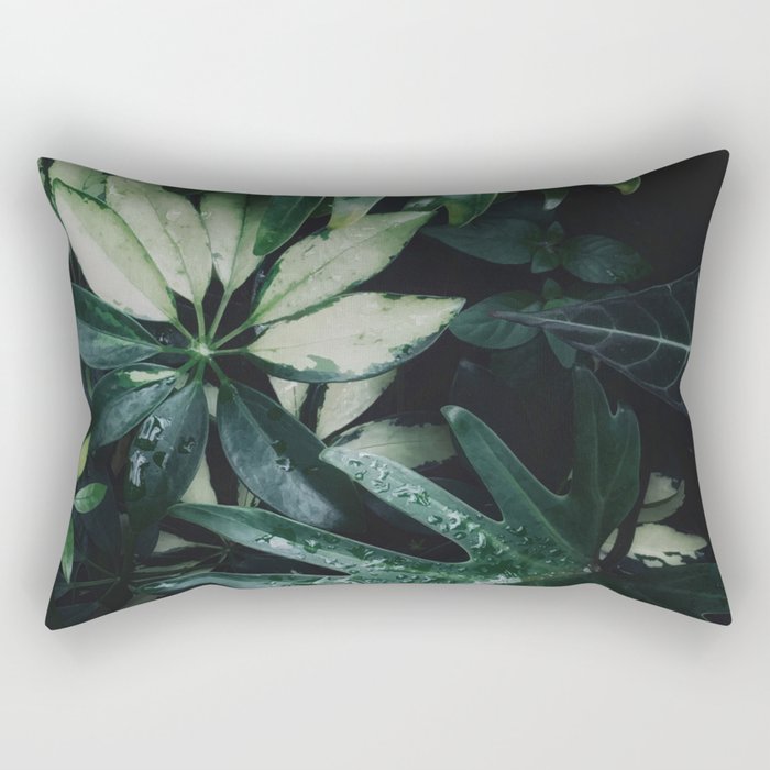 Tropical Garden Plants Houseplants Green Leaves Nature Photography Rectangular Pillow