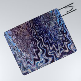 Dark Blue Zigzag Paint Abstract Picnic Blanket
