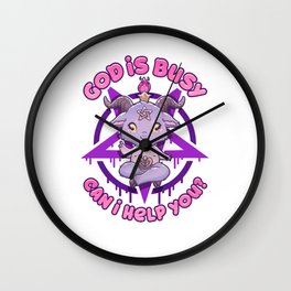 God Is Busy Can I Help You? - Cute Anime Baphomet Wall Clock