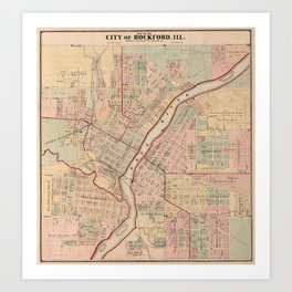 Vintage Map of Rockford IL (1886) Art Print | Antiquerockfordmap, Rockfordmap, Rockfordil, Rockfordillinois, Vintage, Cityofrockford, Rockfordcityatlas, Illinois, Mapofrockford, Old 
