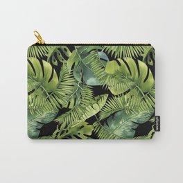 Lush Green Monstera And Palm Leaf Pattern Carry-All Pouch