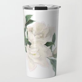 Magnolia Flowers on White Background. Watercolor Image. Travel Mug
