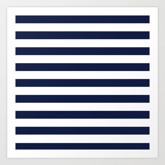 Nautical Navy Blue and White Stripes Art Print