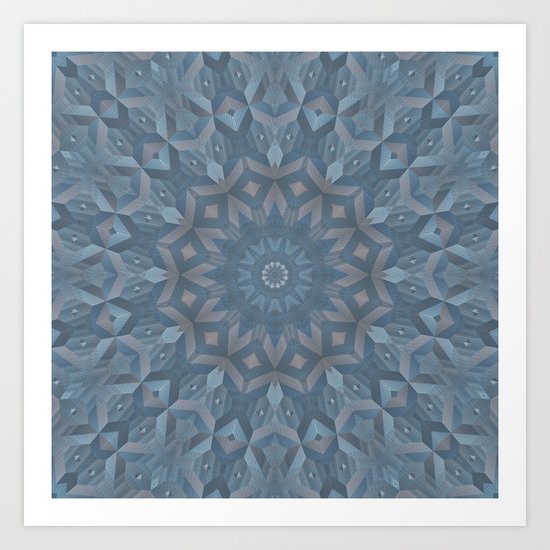 Steel Blue Mandala Art Print