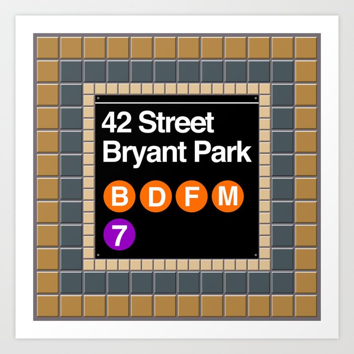 subway bryant park sign Art Print