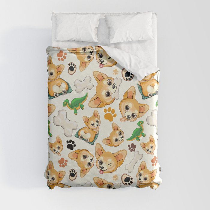Korgi Pet Puppy Dog Cute Character pattern Duvet Cover