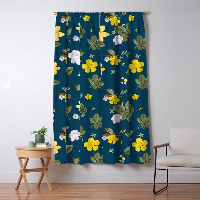 Yellow Flowers White Roses Blackout Curtain By Kamelia 12 Society6