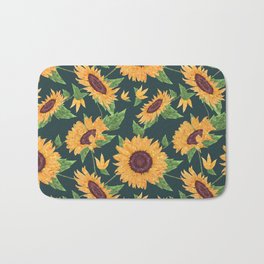 Sunflowers in green Bath Mat