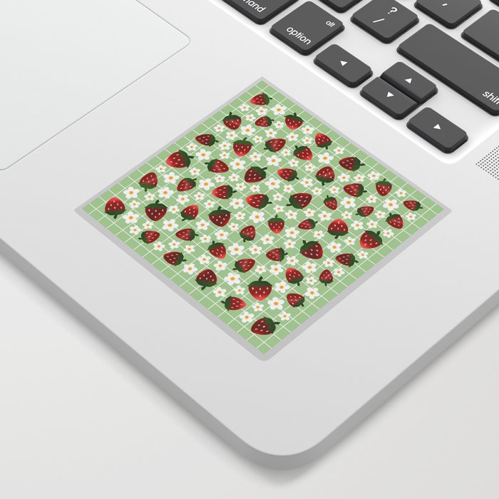Yummy Strawberries - celery green Sticker