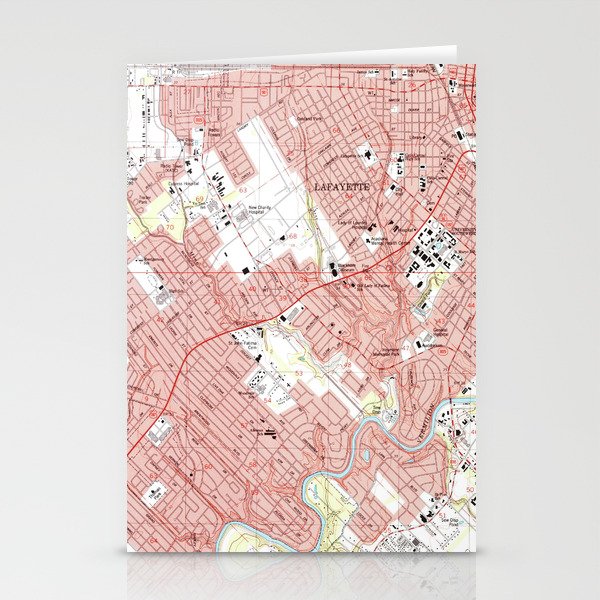 Lafayette Louisiana Map (1983) Stationery Cards by BravuraMedia Society6