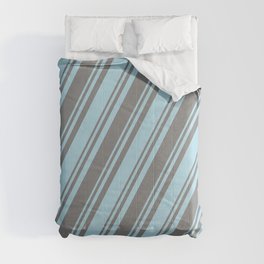 [ Thumbnail: Light Blue and Grey Colored Lined/Striped Pattern Comforter ]