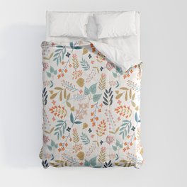 Botanical Harmony | Floral Vintage Plants Colorful Leaves | Autumn Spring Nature Bohemian Chic Comforter