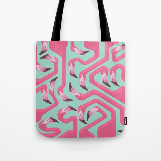 Flamingo Maze on beach glass background. Tote Bag