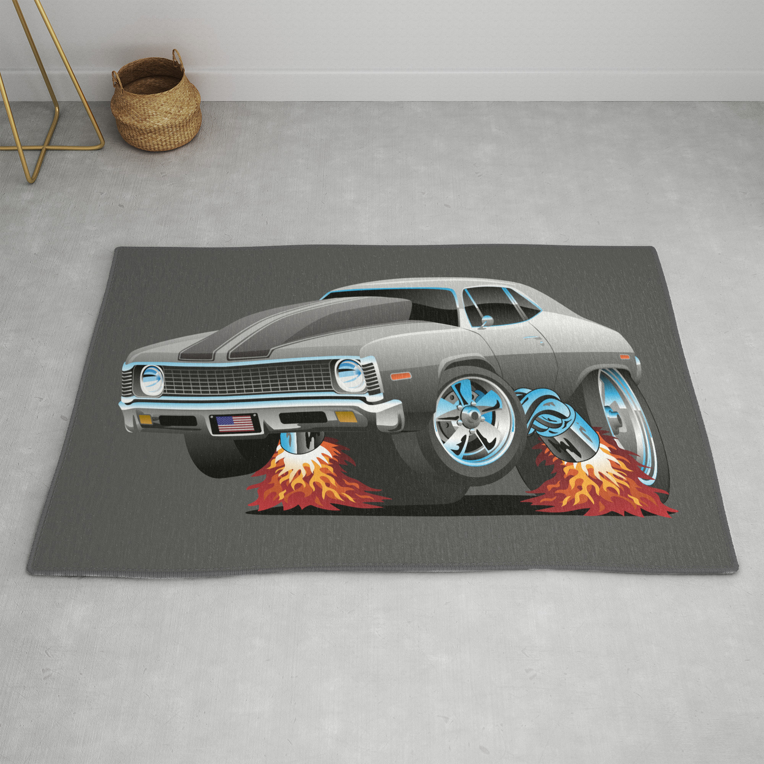 Classic American Muscle Car Hot Rod Cartoon Rug By Hobrath Society6