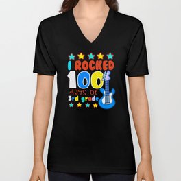 Days Of School 100th Day Rocked 100 3rd Grader V Neck T Shirt