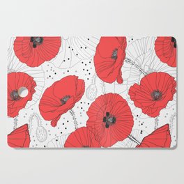 RED POPPIES Cutting Board