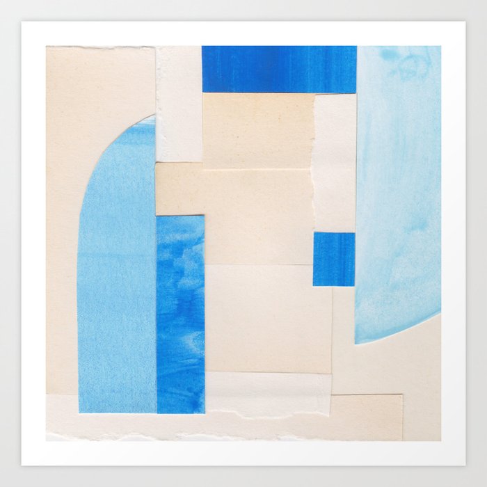 Blue Abstract Collage #2 Art Print