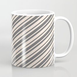 [ Thumbnail: Beige and Dim Gray Colored Lines/Stripes Pattern Coffee Mug ]