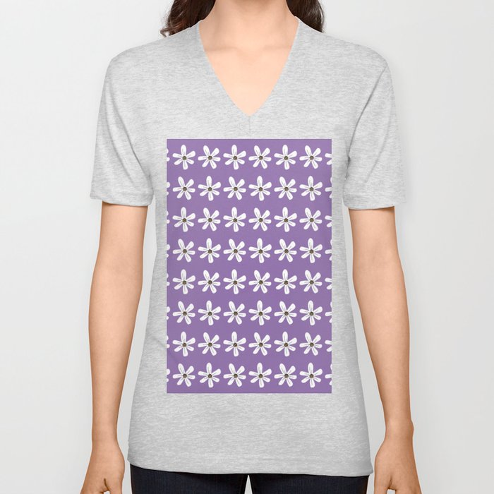 Flower Pattern Design V Neck T Shirt