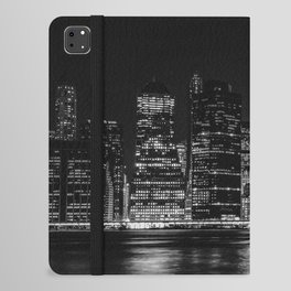New York City Manhattan skyline at night black and white iPad Folio Case