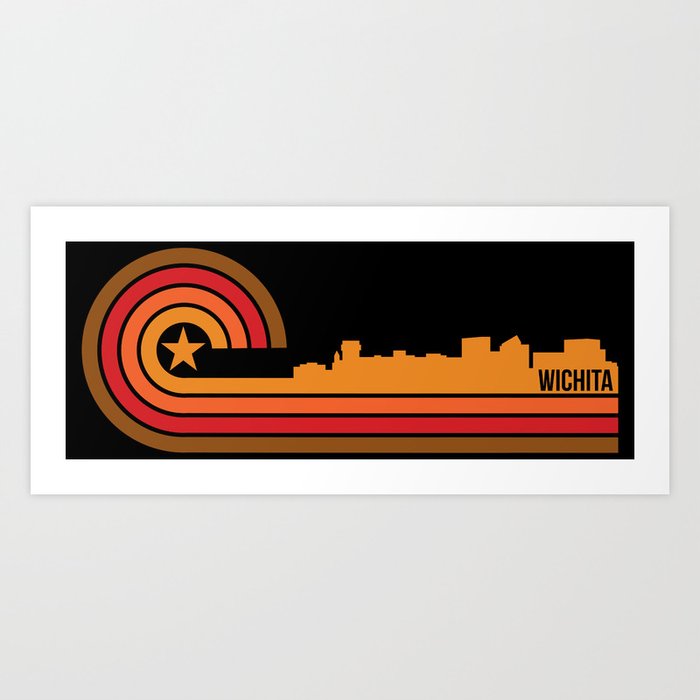 Retro Wichita Kansas Skyline Art Print By Awesomeart Society6
