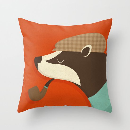 Country Badger Throw Pillow