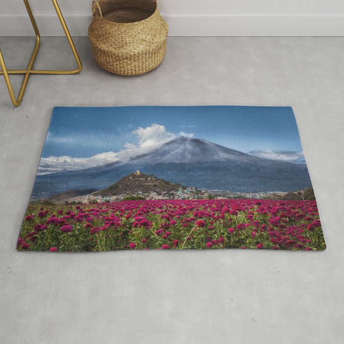 Popocatepetl Volcano Puebla Mexico Rug