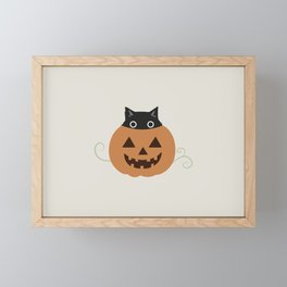 Pumpkin cat Framed Mini Art Print