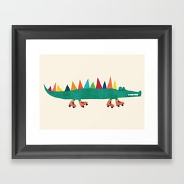 Crocodile on Roller Skates Framed Art Print