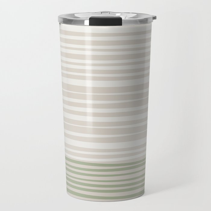 Natural Stripes Modern Minimalist Colour Block Pattern Sage Green Almond Beige Travel Mug