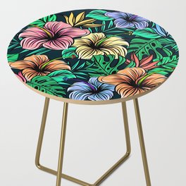 Hawaiian Hibiscus Floral Colorful Pattern Side Table