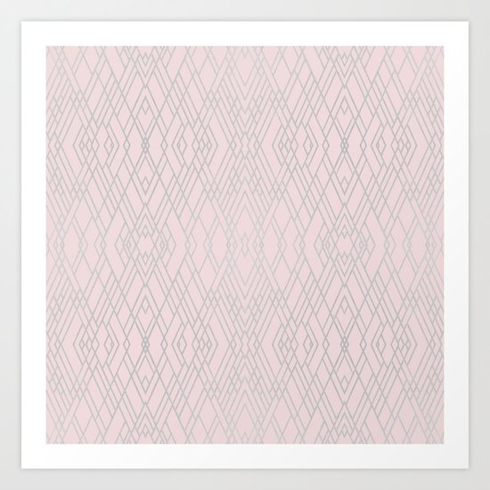 Art Deco Pink and Silver Art Print