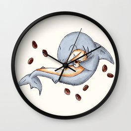 Coffee Shark Wall Clock | Whitesharkcafe, Kokeefeart, Coffeepuns, Puns, Lwi, Coffeemugs, Ineedcoffee, Painting, Cafe, Caffiene 