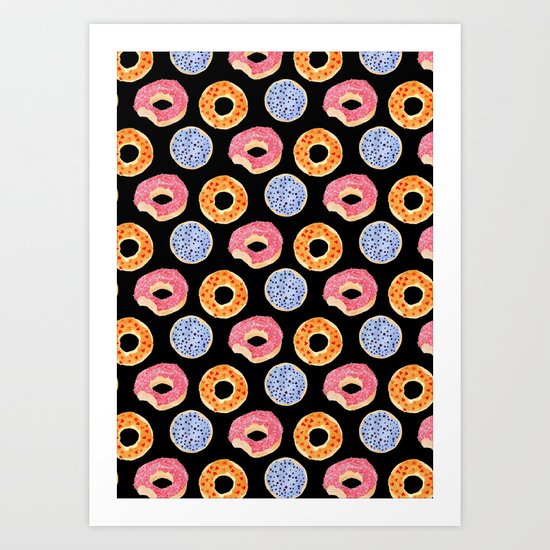 sweet things: doughnuts (black) Art Print