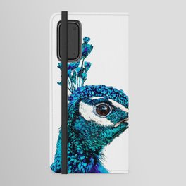 Proud Peacock Bird Art In Blue And Teal Android Wallet Case