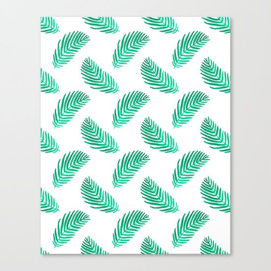Palm frond tropical vacation green white house plant gender neutral natural organic garden island Canvas Print