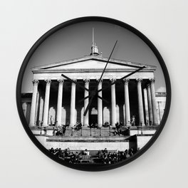 National Gallery London Photography Art Print Black and White Monochrome Wall Clock