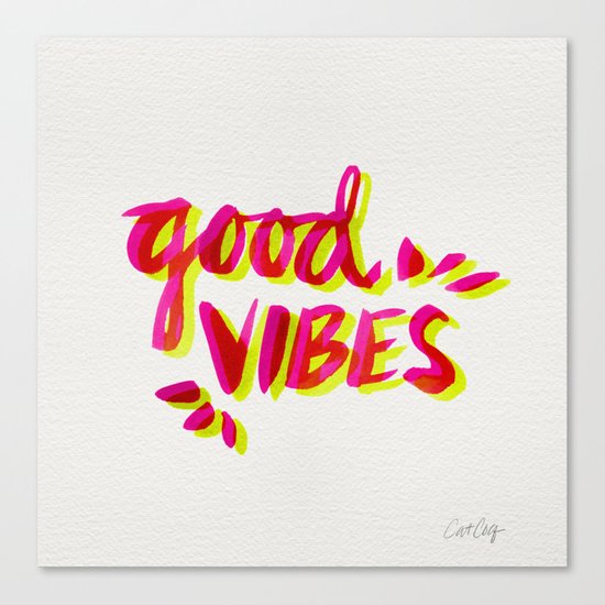 Good Vibes – Pink & Yellow Canvas Print