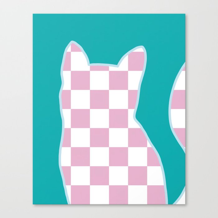 Checked cat meow 1 Canvas Print