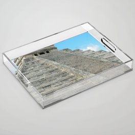 Mexico Photography - Ancient Pyramid Under The Blue Sky Acrylic Tray