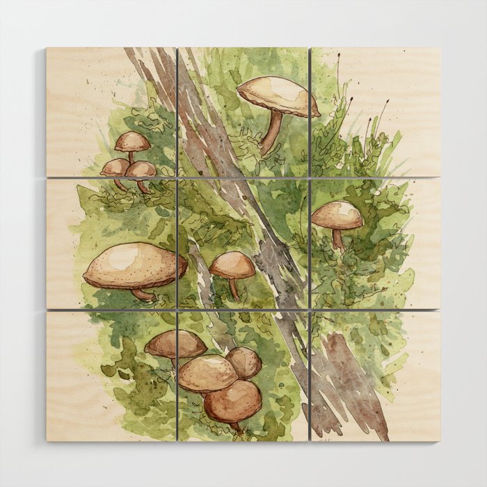 Forest Mushrooms Wood Wall Art