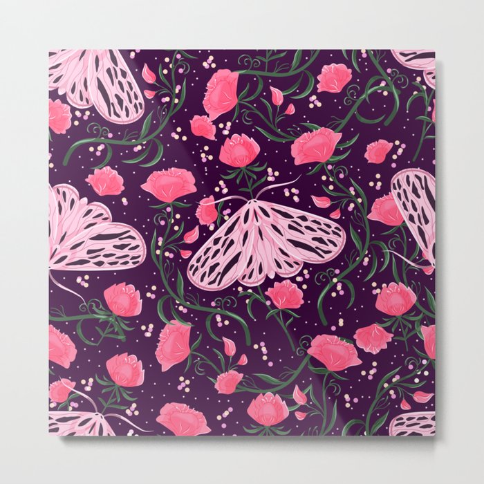 Moth pink pattern 001 Metal Print