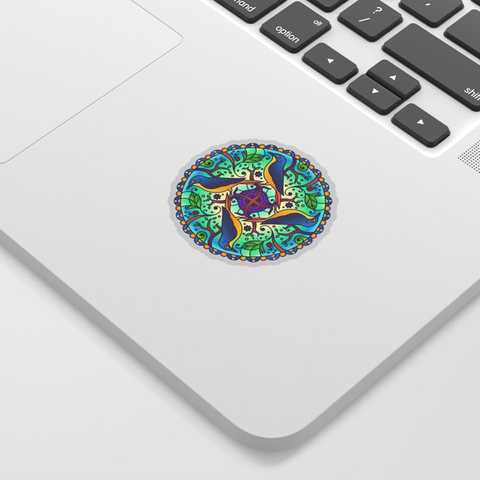 Bird Mandala Purple Background Sticker