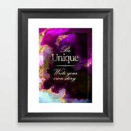 Be Unique Rainbow Gold Quote Motivational Art Framed Art Print