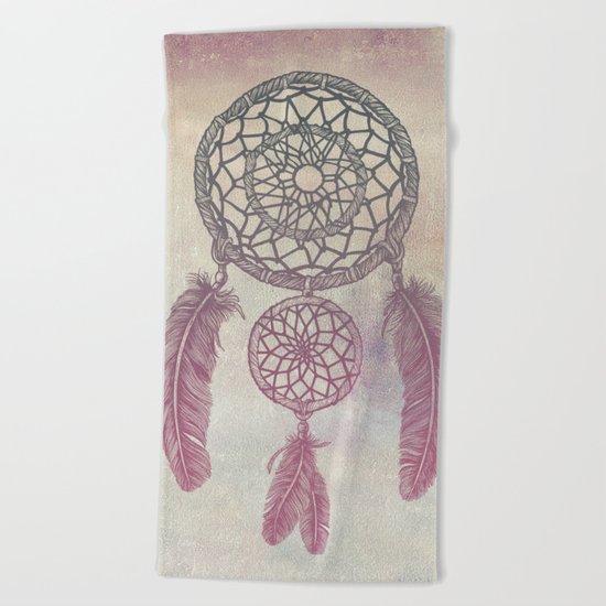Double Dream Catcher (Rose) Beach Towel
