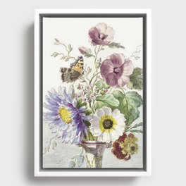 Bouquet of Flowers with a Butterfly Framed Canvas