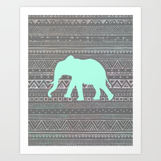 Mint Elephant Art Print